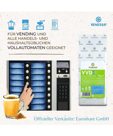 VENESSA Vanilla Drink VVD 1 - Pack of 2 x 1 kg - Creamy and soluble flavor - Vanilla milk powder for all automatic coffee machines - Office - Buy Online on GoSupps.com