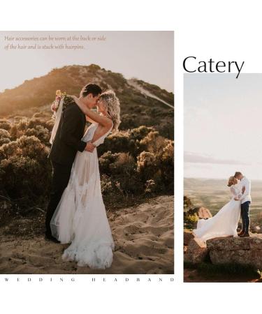 Catery Butterfly Bride Wedding Headband Silver Hair Vine Blue Bead Headpiece Rhinestone Bridal Hair Piece Wedding Hair Accessories For Women and Girls - Buy Online on GoSupps.com