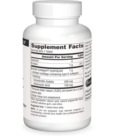 Source Naturals Hyaluronic Acid 100mg - 60 Tablets | 60 Count Pack - Powerful Hydration and Joint Support - Buy Online on GoSupps.com