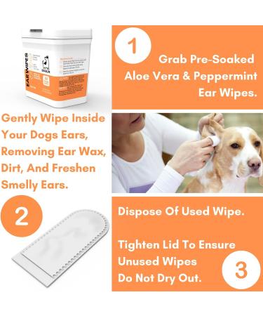 Dog Ear Wipes | Soft Quick & Easy Ear Wipes For Dogs | Remove Wax Dirt & Stop Smelly Itchy Dog Ears | 50 Soothing Aloe Vera Dog Ear Cleaning Finger Wipes! - Buy Online on GoSupps.com