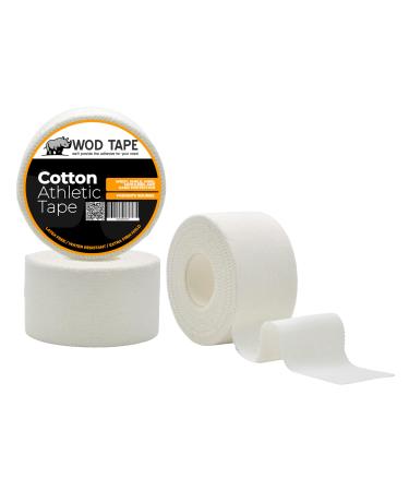 WOD ST-ACST Sports Athletic Tape White (Pack of 3). Latex-free Self-Adhesive for Wrist Ankle Shoulder Knee and Hand Protection for Weightlifting Lacrosse Hockey Football Lifters & Climbers.