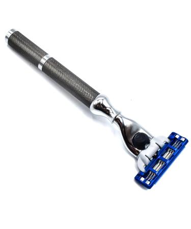 Shop Parker 42m Heavyweight All-Metal Triple Blade Razor - Brass Frame & Graphite Handle | Includes Gillette Mach 3 Blade - Buy Online on GoSupps.com
