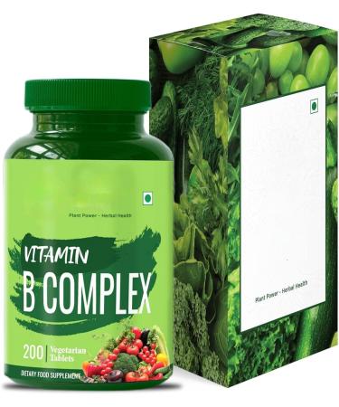 Vitamin B Complex 100% RDA - 200 Tablets/Capsules - B Vitamins Supplement (B1 B2 B3 B5 B6 B7 B9 B12) Green