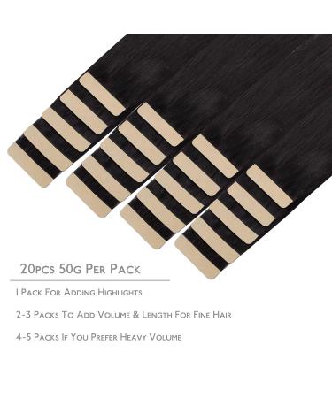 Salife Tape Extensions - 20Pcs 40g 30cm Natural Black Remy Invisible Skin Weft Hair Extensions - Buy Online on GoSupps.com