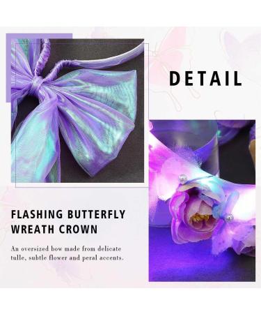 Vakkery Light Up Headband LED Glowing Flower Crown Headbands Bridal Hair Bow Veil Bachelorette Party Decoration Headpiece Wedding Festival Hair Accessories for Women and Girls - Buy Online on GoSupps.com