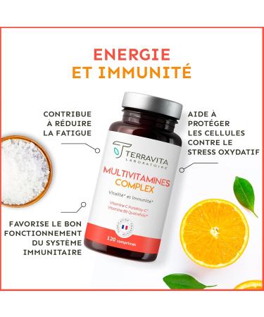 MULTIVITAMINS and Bio-Available Minerals | For Women and Men | With PureWay Patented Vitamin C + Zinc Bisglycinate + Vegetable D3 + Antioxidants | 120 Tablets | Made in France | Terravita - Buy Online on GoSupps.com