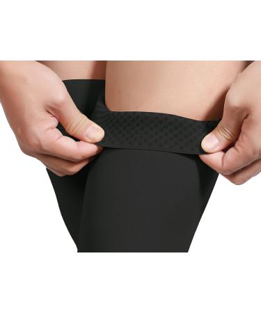 Open Toe Thigh High Compression Stockings 20-30mmHg - Silicone Band, Unisex, Black XL - Buy Online on GoSupps.com