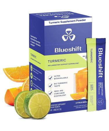Blueshift Turmeric Citrus Medley - Turmeric Powder Packets for Water Turmeric Curcumin Supplement No Sugar Drink Mix for Natural Recovery Support - Citrus Flavor Powder Sticks (10 Pack) Stick Packs 0.15 Ounce (Pack of 10)