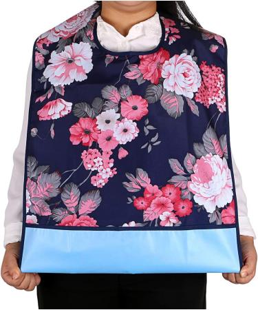 BTSKY Waterproof Adult Bibs (2 Pack) - Reusable, Washable Mealtime Protector with Crumb Catcher (Flowers) - Buy Online on GoSupps.com