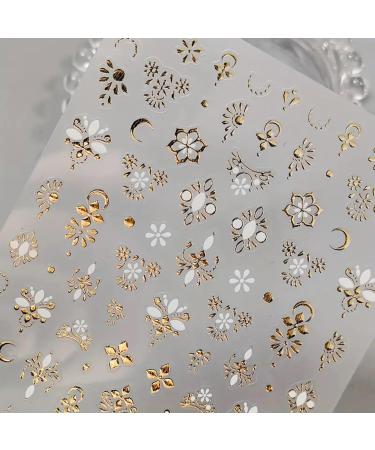 Gold Nail Art Stickers Golden Totem Nail Decals 3D Bronzing Self-Adhesive Nail Art Supplies Luxury Design Hollow Totem Flower Nails Adhesive Sliders for Women Girls DIY Manicure Nail Art Decorations bronzing totem