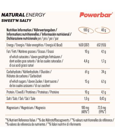 Powerbar Natural Energy Cereal Energy Sweet'n&Salty 18x40g - Vegan Carbohydrate Energy Bar + Magnesium Sweet'n Salty 18x40g - Buy Online on GoSupps.com
