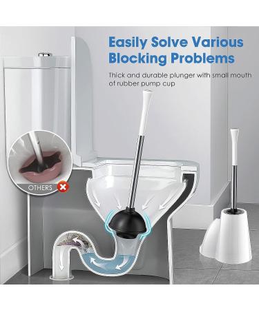 Hideaway Toilet Plunger Bowl Brush Combo Set with Holder - Elegant Scrubber Cleaner Caddy for Bathroom - White - Buy Online on GoSupps.com