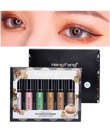 Liquid Eyeshadow - Shimmer Eye Shadow Liquid Kit 6 Colors High Pigmented Eye Shadow | Quick-Drying Shining Eyeliners Kits for Women Eye Makeup B:7-12# - Buy Online on GoSupps.com