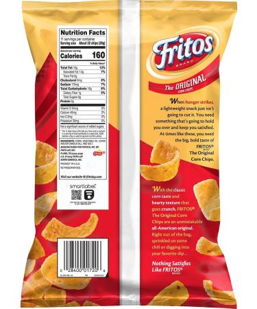FRITOS Original Corn Chips - 11oz (311g) - Classic Crunchy Texture and Golden Colour - Original American Flavour - No Added Flavours and No Preservatives - Party Pack - By BEXICO - Buy Online on GoSupps.com