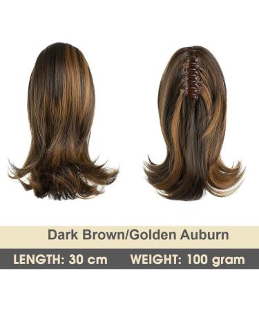 CJL HAIR 12 Inch Curly Clip in Ponytail Extension - Dark Brown/Golden Auburn - Buy Online on GoSupps.com