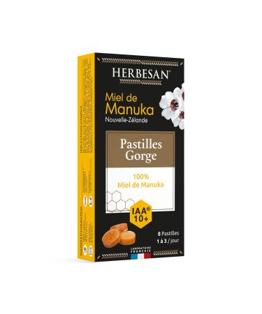 HERBESAN -ACTIVE MANUKA HONEY LOZENGES-IAA10+(MGO263+)-Guaranteed New Zealand Origin- Throat Comfort- Box of 8