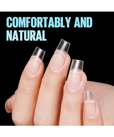 TOMICCA Short Coffin French Edge Nail Tips - 510pcs Half Cover False Nails | Natural Matte Acrylic Extension Tips | 15 Sizes for Salon Nails - Buy Online on GoSupps.com