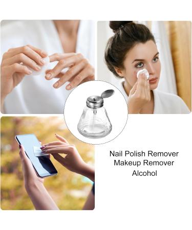 sourcing map 6Oz / 180ML Glass Pump Dispenser Bottle Liquid Pumping Press Push Down Alcohol Container with Metal Flip Cover for Makeup Remover - Buy Online on GoSupps.com