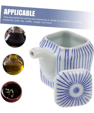 MAGICLULU 4pcs Ceramic Soy Sauce Pot Japanese Oil Jar Cruet Japanese Oil Dispenser Ceramic Seasoning Jar Container Ceramic Soy Sauce Dispenser Seasoning Bowl Soy Sauce Jar Ceramics Household 8X7.5X5CMx4pcs Bluex4pcs - Buy Online on GoSupps.com