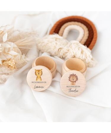 Personalized Wooden Milk Tooth Jar for Kids | UV Printed Lion Tooth Box - Perfect Keepsake for First Teeth - Buy Online on GoSupps.com