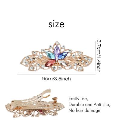 6 Pack Fancy Jeweled Rhinestone Flower French Barrette Hair Clips for Women and Girls - Buy Online on GoSupps.com