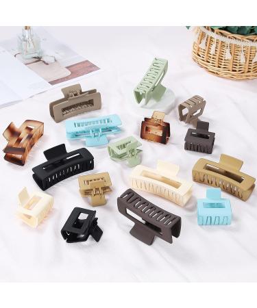16 Pack Large & Small Hair Claw Clips for Women - Rectangle Hair Barrettes for Thick & Thin Hair - Buy Online on GoSupps.com