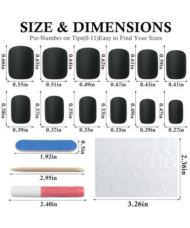 Short Press on Nails Square - 120Pcs Matte Color False Nails with Adhesive Tabs | Full Cover Acrylic Glue-on Nails for Women & Girls - Stylish Black Design - Buy Online on GoSupps.com