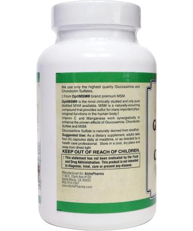 AlchePharma Glucosamine Sulfate Chondroitin & MSM Capsules (4 Cap High Potency Formula) (120 Capsules) - Buy Online on GoSupps.com
