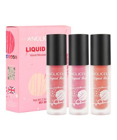 Liquid Blush for Cheeks, 3 Colors Long Lasting Cheek Blush for Face and Lips - Natural Looking Breathable Feel, Valentine's Day Gifts for Women, Wives, Voihamy