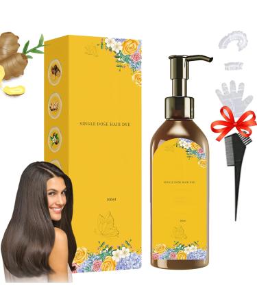 Nourishing Plant-Based Hair Color - Long-Lasting Single Agent Floral Dye for Gray Hair Coverage (Natural Black)