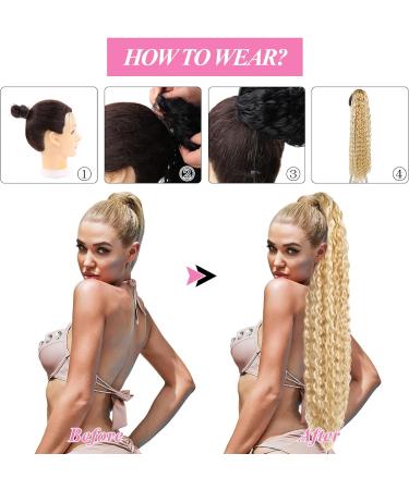 30 Long Curly Drawstring Ponytail Extension | Synthetic Hairpiece for Women - P18/613 - Buy Online on GoSupps.com