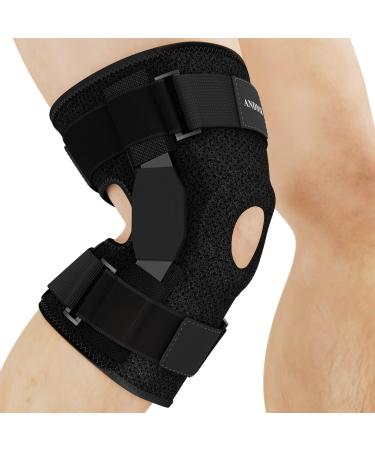 Knee Brace with Removable Dual Side Hinged Stabilizers & Patella Gel Pads  Meniscus Tear Knee Pain ACL MCL Injury Recovery Adjustable Knee Support for Men and Women (X-Large)
