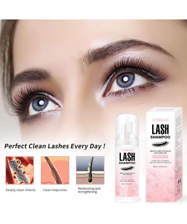 Lash Shampoo 60ML + Brush | Eyelid Foaming Cleanser for Extension Removal | Salon-Quality Makeup Remover - Buy Online on GoSupps.com