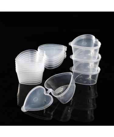 ICYANG 50 Sets 1.5 Ounce Plastic Jello Shot Cups Portion Cups Souffle Condiment Sampling Cup with Lid, Clear, Heart Shaped, Reusable