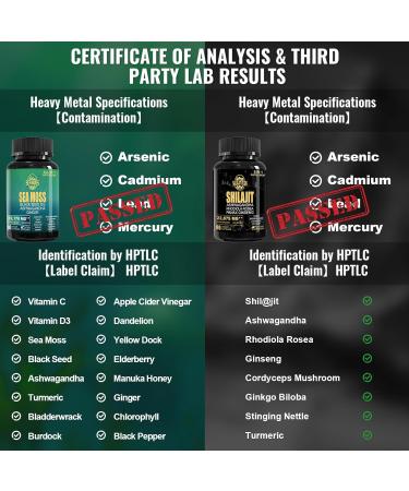 Geloo Superfood Supplement Bundle - 90 Count Sea Moss Capsules (Sea Moss Black Seed Oil) & 90 Count Pure Shilajit Capsules (Shilajit Ashwagandha) -1 Pack - Buy Online on GoSupps.com