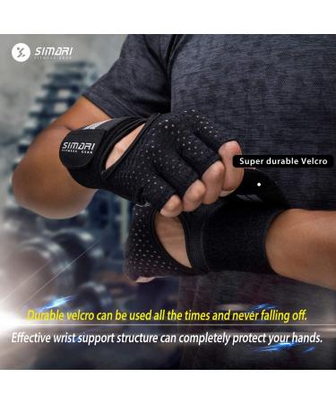 SIMARI Workout Gloves with Wrist Wraps Support - Full Palm Protection for Weightlifting and Fitness - Ashy Black, Large - Buy Online on GoSupps.com