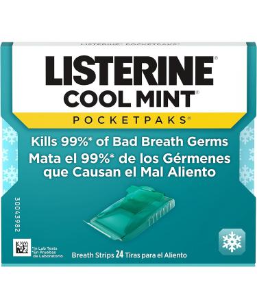 Listerine Cool Mint Pocketpaks Breath Strips Oral Dissolving Breath Freshener Strips Kill 99% of Germs That Cause Bad Breath Portable for On-The-Go Refreshing Mint Flavor 24-Strip Pack (12 Pack) 24 count (Pack of 12) - Buy Online on GoSupps.com