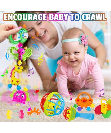 14 Piece Baby Rattles Set for 0-6 Months | Infant Teething and Wrist Socks Toys | Perfect for Newborns and 0-12 Month Babies - Buy Online on GoSupps.com