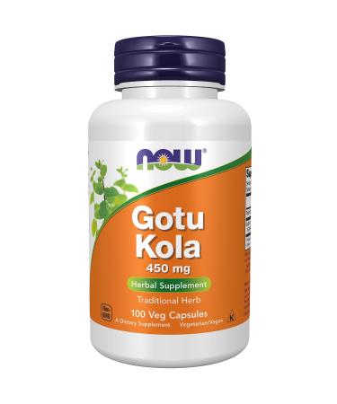 Now Foods Gotu Kola 450mg 100 Vegan Capsules Lab-Tested Vegetable Gluten Free SOYA Free Vegetarian