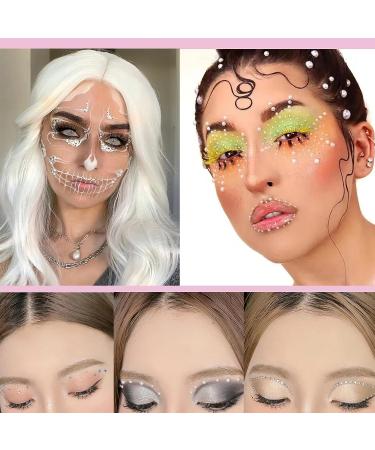 660Pcs Self-Adhesive Face Jewels & Rhinestones - Festival Makeup Gems & Pearls 3 Sheets - Buy Online on GoSupps.com
