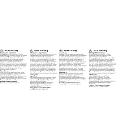 MSM 1000mg Tablets - Super High Strength Formula | 360 Tablets - 6 Month Supply | Vegetarian-Friendly - Buy Online on GoSupps.com