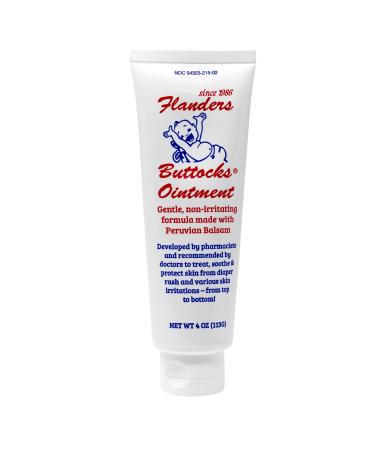 Flanders Buttocks Ointment | Diaper Rash Cream for Treatment and Prevention | Pharmacist Developed For Diaper Rash  Heat Rash and Chafing in Infants to Adults | Instant Relief | 4oz Tube 4 Ounce (Pack of 1)