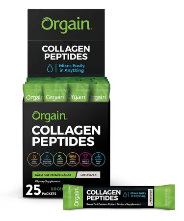 Orgain Grass Fed Hydrolyzed Collagen Peptides Protein Powder sticks - unflavored - 25 Sticks