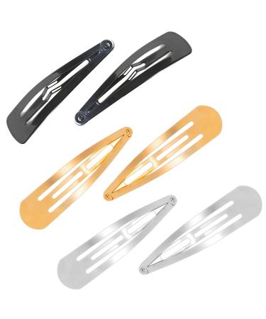 30 Pieces Metal Snap Hair Clips 3.1 Inch Large No Slip Hair Barrettes Metal Barrettes Hair Styling Clips Accessories for Kids Girls and Women (Gold Silver Black)