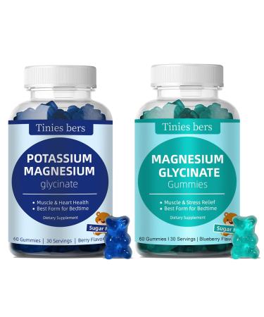 Potassium Gummies and Magnesium Glycinate Gummies 500mg Sugar Free for Adults and Kids Vegan Pectin Non-GMO Gluten Free