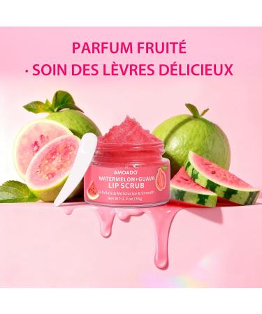  AMOADO Dark Lip Scrub Watermelon and Guava Exfoliating Scrub for Soft Smooth Lips Exfoliating and Moisturizing for Dry and Chapped Lips Natural Lip Care 35g - Buy Online on GoSupps.com