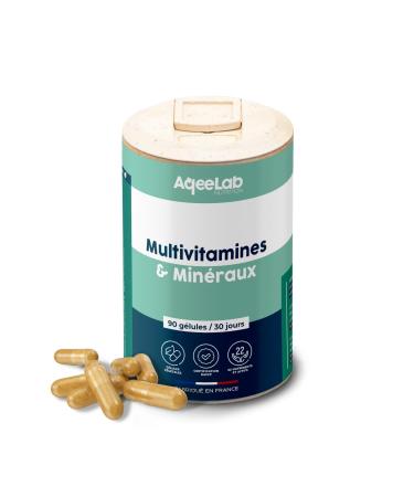 Multivitamins & minerals • 22 vitamins, minerals & natural active ingredients • Reduces fatigue & boosts energy • 30 days • Vitamins A B C D E magnesium, zinc • 100% bioavailable • Made in FR