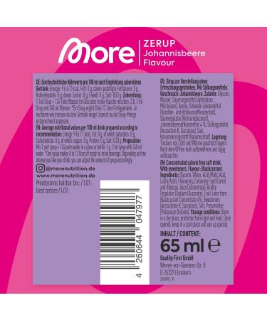 More Zerup Currant Syrup 65ml - Sugar-Free Zero Calories Vegan - German Made for 8L Drinks - Buy Online on GoSupps.com