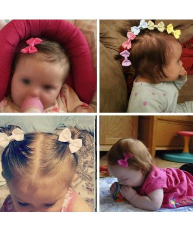 20 Multicolored Hair Clips & Bows Grosgrain Ribbon Baby Hair Accessories for Girls | Alligator Clip Barrettes - Buy Online on GoSupps.com