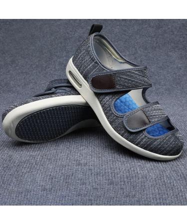 KXSM Adjustable Diabetic Shoes Wide Width Lightweight Non-Slip Rubber Sole - Grey - Size 45 | Ideal for Edema, Plantar Fasciitis, Bunions, Arthritis, Swollen Feet | Elderly Shoes - Buy Online on GoSupps.com